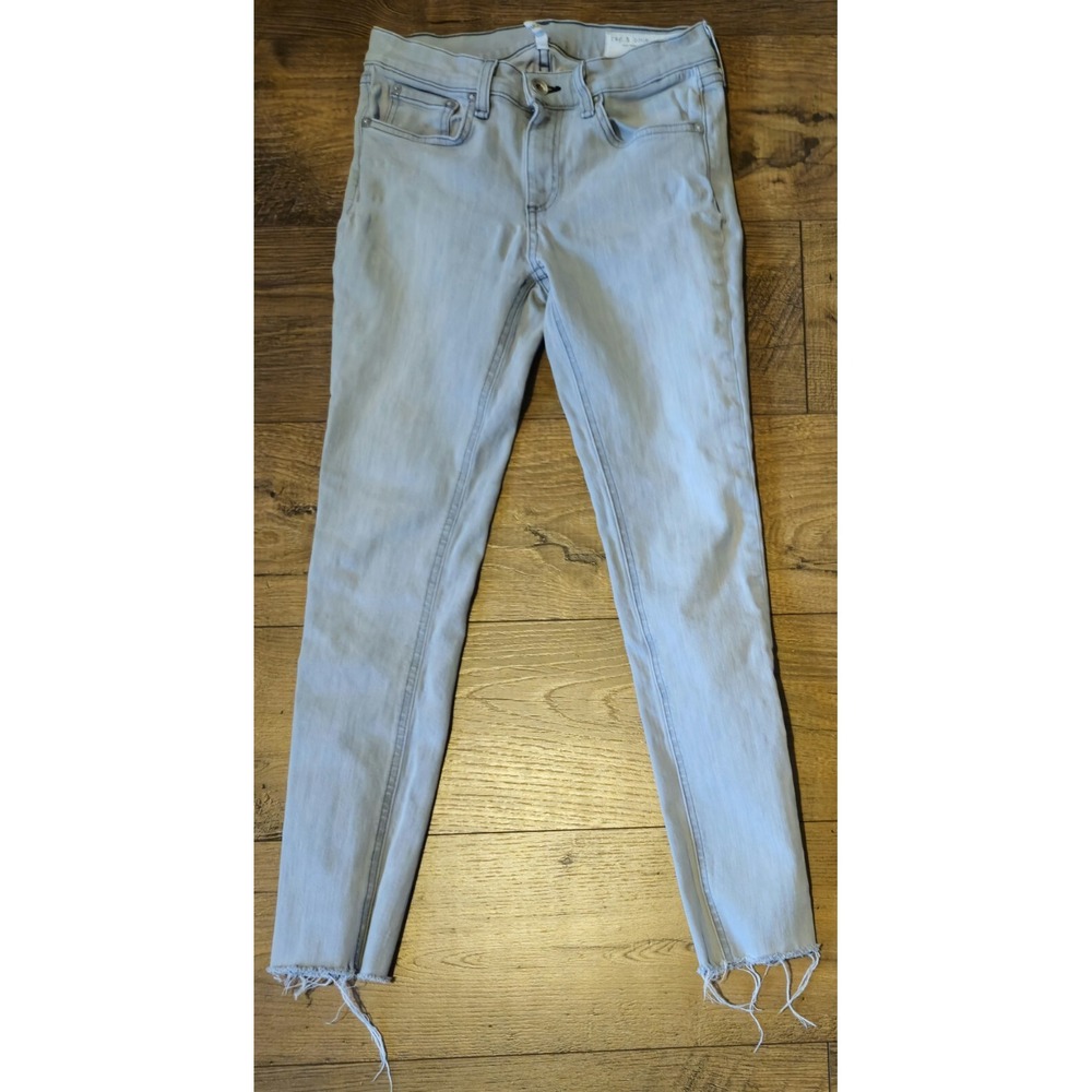 Women's Rag & Bone Gray Burmese Frayed Cuff Ankle Skinny Jeans Size 26 (26x25.5)